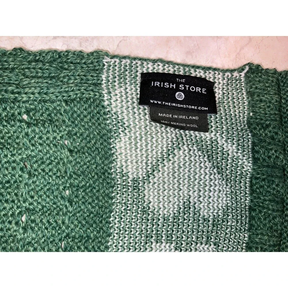 Ireland Merino Wool Throw Blanket Irish Shamrock Fisherman Cable Knit Warm Cozy